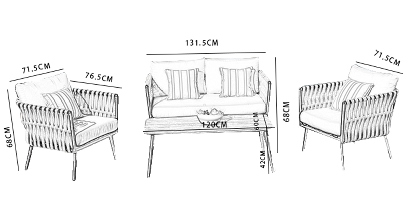 Outdoor furniture rattan sofa set