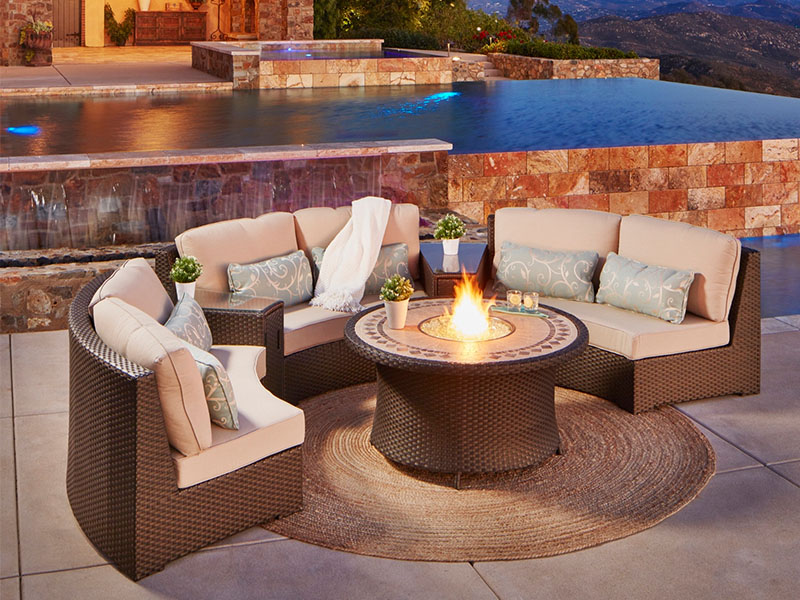 Sectional Wicker Gas Fire Pit